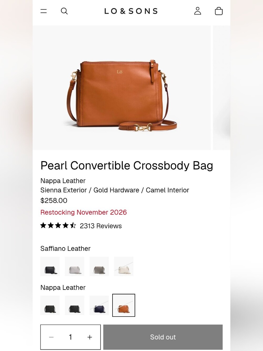 Lo & Sons Pearl Convertible Crossbody Bag - Sienna